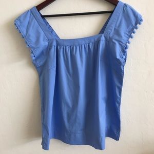 J. Crew Square neck top with Pom poms